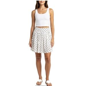 Old Navy Fully Line Cotton Gauze Black White Floral Skirt Wide Smocked Waistband